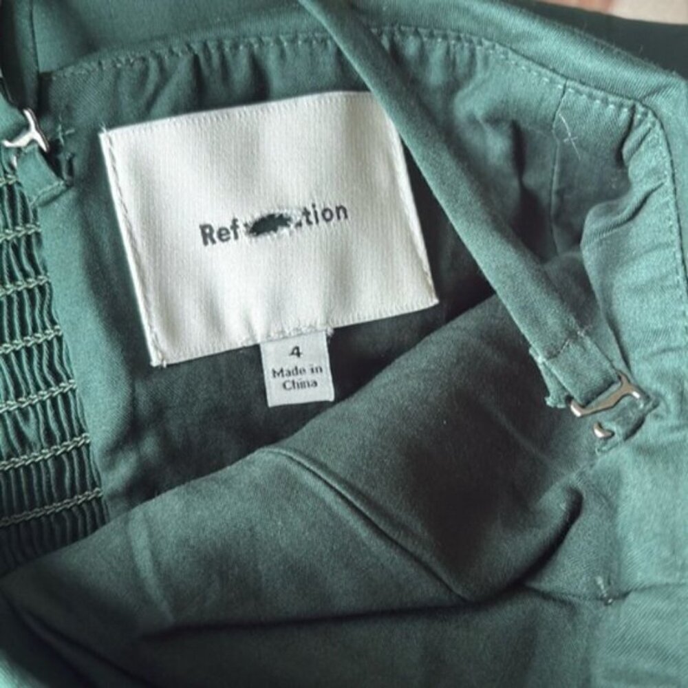 NEW Reformation Lissa Cotton Midi Dress Forest Green Removable Strap | US 4 UK 8 - Picture 9 of 13